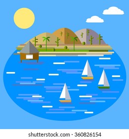 Vector illustration of the flat . Mexico. Tourism , travel, vacation
