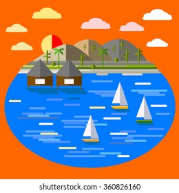 Vector illustration of the flat . Mexico. Tourism , travel, vacation