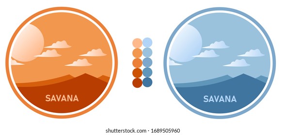 Vector illustration of flat misty forest landscape. The natural landscape of mountains and silhouette trees on the horizon. during the daytime