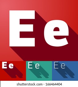 Vector Illustration Of Flat Modern Long Shadow Alphabet. Letter E