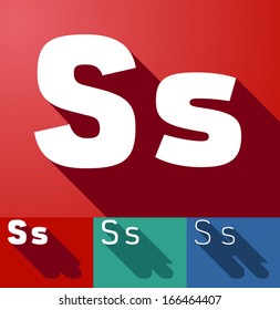 Vector Illustration Of Flat Modern Long Shadow Alphabet. Letter S