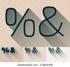 Ilustración vectorial del alfabeto de sombra transparente largo y plano moderno. Símbolos 2