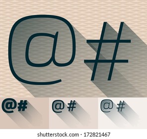 Ilustración vectorial del alfabeto de sombra transparente largo y plano moderno. Símbolos 4