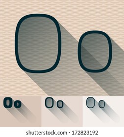Ilustración vectorial del alfabeto de sombra transparente largo y plano moderno. Letra o