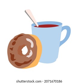 Vector illustration of flat modern style coffee cup and donuts design illustration