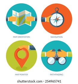 Vector illustration. Flat navigation background. Map pointer.Location. Communication and travel.