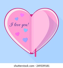 Vector illustration: flat notepad in form of heart