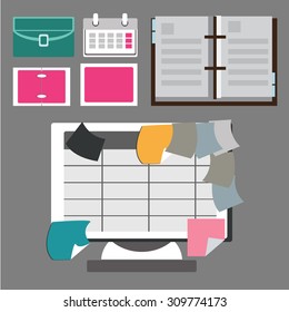 vector illustration flat office object set