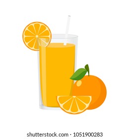 Vector Illustration Flat Orange Juice isolated on white background , Juice for Health , Refreshing enjoy the summer , minimal style , Raw materials fresh fruit