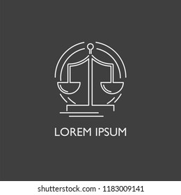 Vector Illustration With Flat Outline Libra Logo. Law Symbol. Scale Icon. Justice, Balance Design. Libra Icon