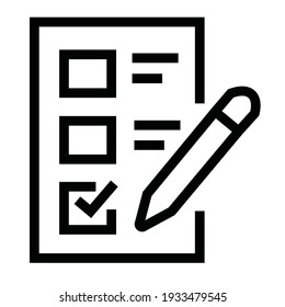 Vector illustration of flat paper icon design containing selected answer then choose one of the convincing answers with a check mark using a pencil. black and white editable line style. 4000 x 4000 pi