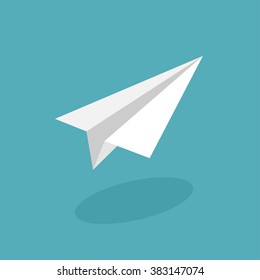 Vector illustration. Flat paper plane. Launch. Project startup.