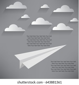 Vector illustration. Flat paper plane.