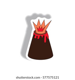 Vector illustration in flat paper sticker design of volcano explosion