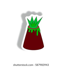 Vector illustration in flat paper sticker design of volcano explosion