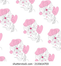 Vector illustration of flat pattern with simple flowers and leaves. Suiteble for decoration.