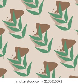 Vector illustration of flat pattern with simple flowers and leaves. Suiteble for decoration.