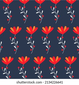 Vector illustration of a flat pattern with simple flowers and leaves. Perfect for decoration.