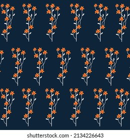 Vector illustration of a flat pattern with simple flowers and leaves. Perfect for decoration.