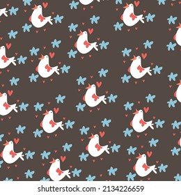 Vector illustration of a flat pattern with simple flowers and leaves. Perfect for decoration.