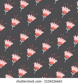 Vector illustration of a flat pattern with simple flowers and leaves. Perfect for decoration.