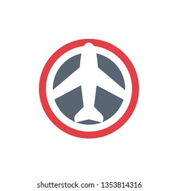 vector illustration of a flat plane icon