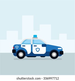 Vector illustration of flat police car