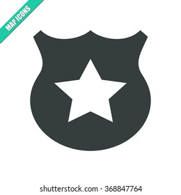 Vector illustration flat police sign icon. Could be used as menu button, user interface element template, badge, sign, symbol, company logo