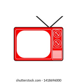 Vector illustration of a flat red classic television, radio icon clipart