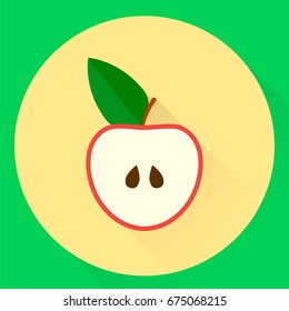 vector illustration. flat round icon half apple