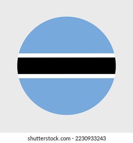 Vector illustration of flat round shaped of Botswana flag. Official national flag in button icon shaped.