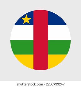 Vector illustration of flat round shaped of Central African Republic flag. Official national flag in button icon shaped.