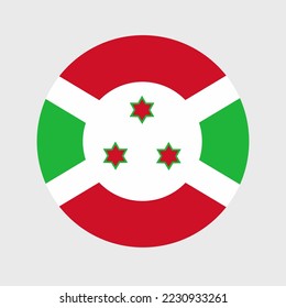 Vector illustration of flat round shaped of Burundi flag. Official national flag in button icon shaped.