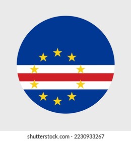 Vector illustration of flat round shaped of Cape Verde flag. Official national flag in button icon shaped.