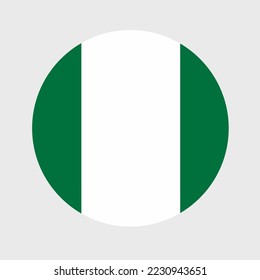 Ilustración vectorial de la bandera nigeriana en forma de redondo plano. Bandera nacional oficial en forma de icono de botón.