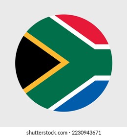 Vector illustration of flat round shaped of South Africa flag. Official national flag in button icon shaped.