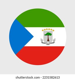 Vector illustration of flat round shaped of Equatorial Guinea flag. Official national flag in button icon shaped.