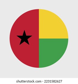 Vector illustration of flat round shaped of Guinea Bissau flag. Official national flag in button icon shaped.