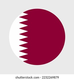 Vector illustration of flat round shaped of Qatar flag. Official national flag in button icon shaped.