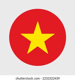 Ilustración vectorial de la bandera vietnamita en forma de redondo plano. Bandera nacional oficial en forma de icono de botón.