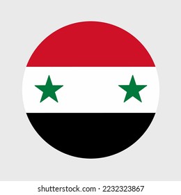 Ilustración vectorial de una redonda plana en forma de bandera siria. Bandera nacional oficial en forma de icono de botón.