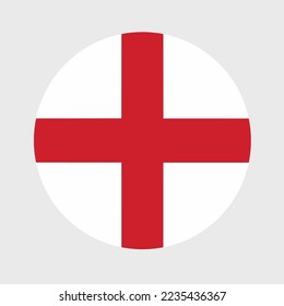 Vector illustration of flat round shaped of England flag. Official national flag in button icon shaped.