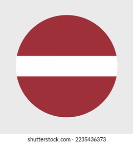 Ilustración vectorial de la forma redonda plana de la bandera de Letonia. Bandera nacional oficial en forma de icono de botón.