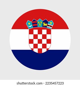 Vector illustration of flat round shaped of Croatia flag. Official national flag in button icon shaped.