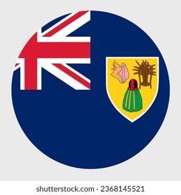 Vector illustration of flat round shaped of Turks and Caicos Islands flag. Official national flag in button icon shaped.