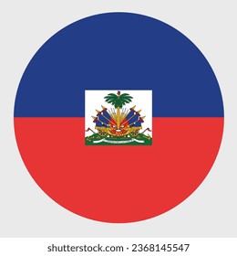 Vector illustration of flat round shaped of Haiti flag. Official national flag in button icon shaped.