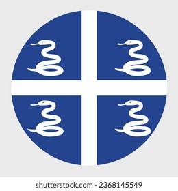 Vektorgrafik einer flachen, runden Form der Flagge von Martinique. Offizielle Nationalflagge in Schaltflächensymbol geformt.
