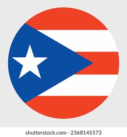 Vector illustration of flat round shaped of Puerto Rico flag. Official national flag in button icon shaped.