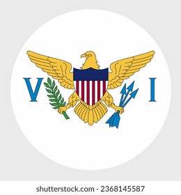 Vector illustration of flat round shaped of U.S. Virgin Islands flag. Official national flag in button icon shaped.