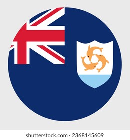 Vector illustration of flat round shaped of Anguilla flag. Official national flag in button icon shaped.